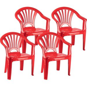 6x Stuks Rood Stoeltjes Voor Kinderen 50 cm - Tuinmeubelen - Kunststof Binnen/Buitenstoelen Voor Kinderen