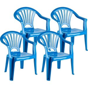 6x Stuks Blauwe Stoeltjes Voor Kinderen 50 cm - Tuinmeubelen