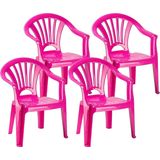 6x Stuks Roze Stoeltjes Voor Kinderen 50 cm - Tuinmeubelen - Kunststof Binnen/Buitenstoelen Voor Kinderen