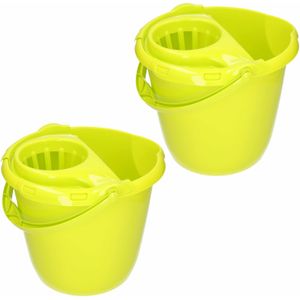 2x stuks groene dweilemmer/mopemmer 15 liter 38 x 34 cm - Emmers