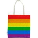 2x Polyester boodschappentasje/shopper regenboog/rainbow/pride vlag voor volwassenen en kids - Festival/pride musthaves