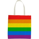 4x Polyester boodschappentasje/shopper regenboog/rainbow/pride vlag voor volwassenen en kids - Festival/pride musthaves