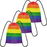 5x Rugtasje/rugzak regenboog/rainbow/pride vlag voor volwassenen en kids - Festival/pride musthaves