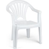 2x stuks kinder stoelen 50 cm - Wit - Tuinmeubelen - Kunststof binnen/buitenstoelen voor kinderen