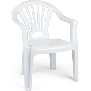 2x stuks kinder stoelen 50 cm - Wit - Tuinmeubelen - Kunststof binnen/buitenstoelen voor kinderen