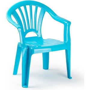 8x stuks kinder stoelen 50 cm - Lichtblauw - Tuinmeubelen - Kunststof binnen/buitenstoelen voor kinderen