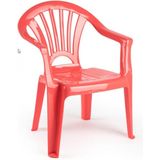 2x stuks kinder stoelen 50 cm - Koraal rood - Tuinmeubelen - Kunststof binnen/buitenstoelen voor kinderen