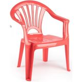 4x stuks kinder stoelen 50 cm - Koraal rood - Tuinmeubelen - Kunststof binnen/buitenstoelen voor kinderen