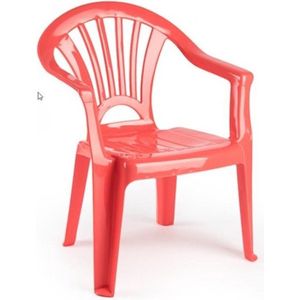 8x stuks kinder stoelen 50 cm - Koraal rood - Tuinmeubelen - Kunststof binnen/buitenstoelen voor kinderen