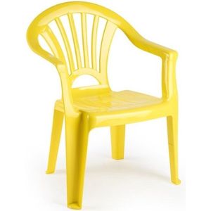 2x stuks kinder stoelen 50 cm - Geel - Tuinmeubelen - Kunststof binnen/buitenstoelen voor kinderen