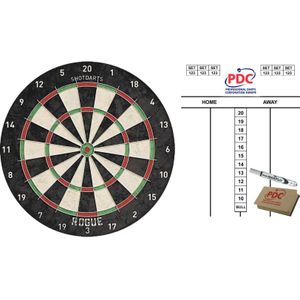 Dartbord Rogue Bristle 45 cm met scorebord met marker en wisser 45x30 cm