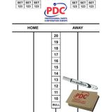 Dartbord 45 cm met 6 dartpijlen met PDC scorebord met marker en wisser 45x30 cm