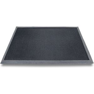 Set van 2x stuks rubberen antislip deurmatten/schoonloopmatten zwart 45 x 70 cm rechthoekig  - Deurmatten