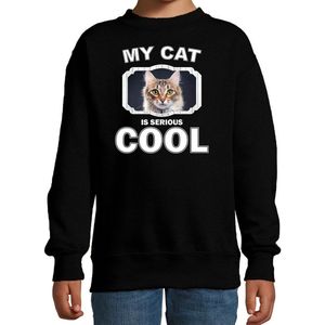 My Cat - Serious Cool - Sweater - Zwart - 80% Katoen - Kinderen