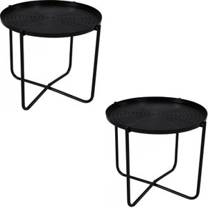 2x stuks ronde bijzettafels/plantenstandaarden zwart 35 cm - plantenhouder/plantentafel/oppottafel