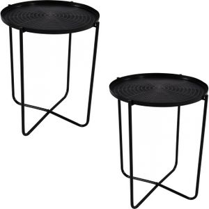 2x stuks ronde bijzettafels/plantenstandaarden zwart 50 cm - plantenhouder/plantentafel/oppottafel