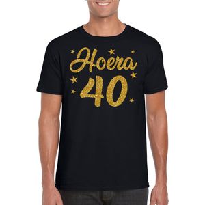 Hoera jaar verjaardag cadeau t-shirt - goud glitter op zwart - heren - cadeau shirt