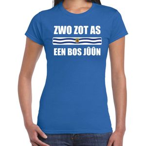 Zwo zot as een bos juun met vlag Zeeland t-shirt blauw dames - Zeeuws dialect cadeau shirt