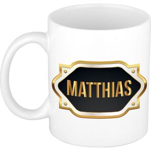Matthias naam cadeau mok / beker met gouden embleem - kado verjaardag/ vaderdag/ pensioen/ geslaagd/ bedankt