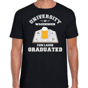 Carnaval t-shirt zwart university of Wageningen voor heren - Wagenings geslaagd / afstudeer cadeau verkleed shirt L