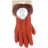 Oranje gebreide handschoenen teddy voor kinderen - Warme winter handschoenen voor jongens/meisjes