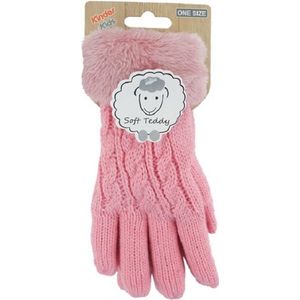 Lichtroze gebreide handschoenen teddy voor kinderen - Handschoenen - kinderen