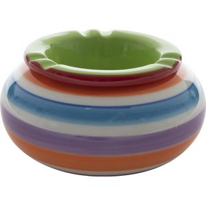 Ronde terras asbak/stormasbak groen keramiek 14 x 14 x 7 cm - Buiten asbakken