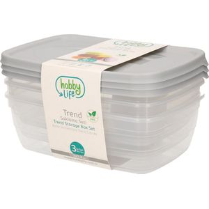 Vershoudbakjes - 3x- 1,2L - kunststof - bewaarbakjes - voorraadbakje