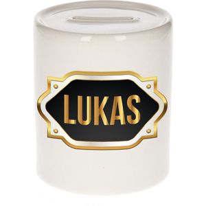 Lukas naam / voornaam kado spaarpot met embleem