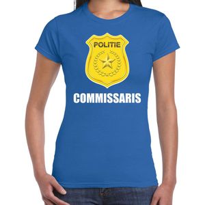 Commissaris politie embleem t-shirt blauw voor dames - politie - verkleedkleding carnaval kostuum