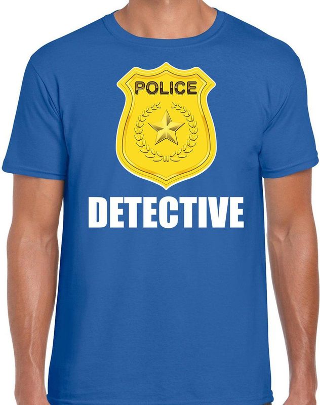Detective police embleem t-shirt blauw voor heren - politie agent - verkleedkleding kostuum