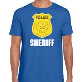 Sheriff police embleem t-shirt blauw voor heren - politie agent - verkleedkleding kostuum