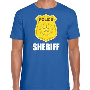 Sheriff police embleem t-shirt blauw voor heren - politie agent - verkleedkleding kostuum