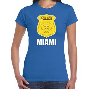 Police embleem Miami t-shirt blauw voor dames - politie agent - verkleedkleding kostuum