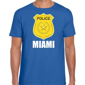 Police embleem Miami t-shirt blauw voor heren - politie - verkleedkleding carnaval kostuum