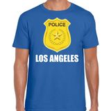 Police embleem Los Angeles t-shirt blauw voor heren - politie agent - verkleedkleding kostuum