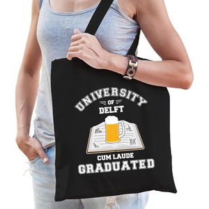 Studenten verkleed tas zwart university of Delft voor dames - Feest Boodschappentassen