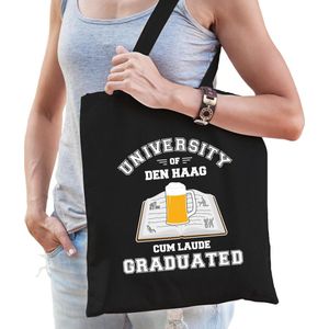 Studenten verkleed tas zwart university of Den Haag voor dames - Feest Boodschappentassen