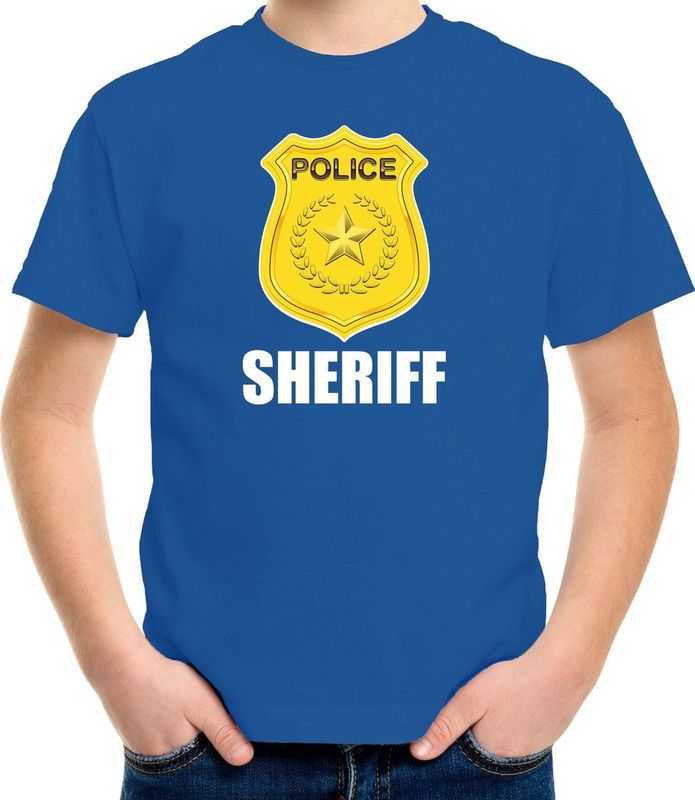 Sheriff - Politie Embleem T-shirt - Blauw - Verkleedkleding