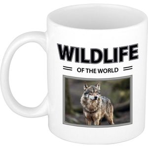Dieren foto mok Wolf - 300 ml - wildlife of the world - cadeau beker / mok Wolven liefhebber