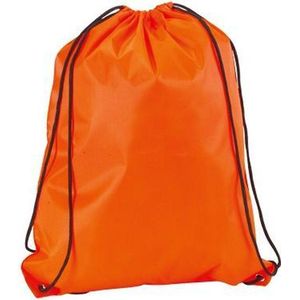 6x stuks neon oranje gymtassen/sporttassen/zwemtassen met rijgkoord 34 x 42 cm
