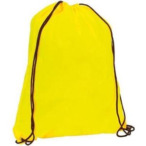 6x stuks neon geel gymtassen/sporttassen/zwemtassen met rijgkoord 34 x 42 cm