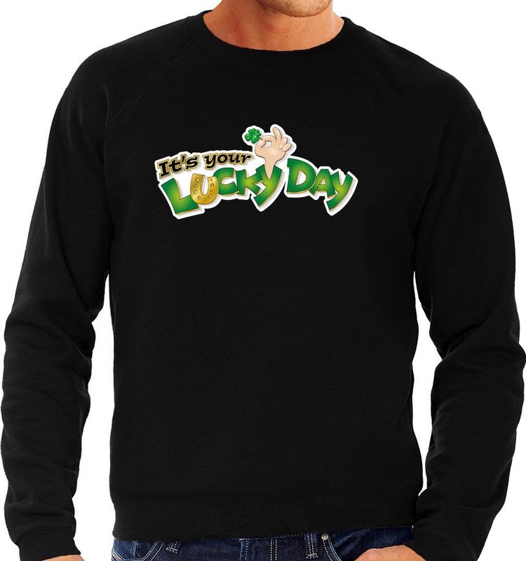 St. Patricks Day Sweater Zwart Voor Heren - Its Your Lucky Day