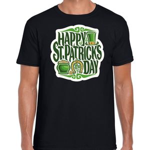 Bellatio Decorations - St. Patricks Day T-shirt - Zwart - Heren - Happy St. Patricks Day