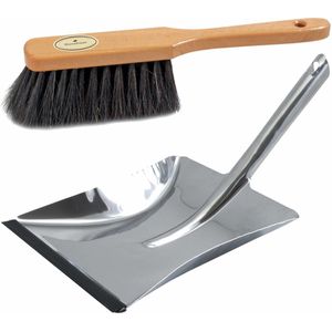 Sorex - Stoffer en Blik - Bruin/Zilver - Edelstaal - Zachte Stoffers