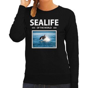 Dieren foto sweater Orka - zwart - dames - sealife of the world - cadeau trui Orkas liefhebber