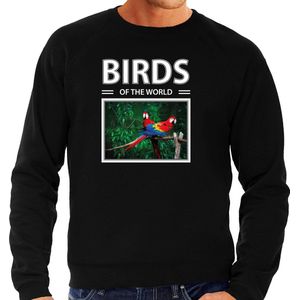 Bellatio Decorations - Papegaai - Sweater - Zwart - Birds of the World - Heren