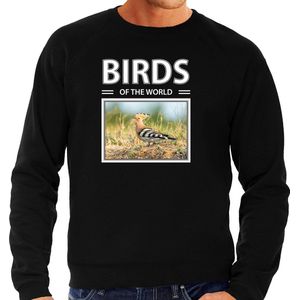 Dieren foto sweater Hop - zwart - heren - birds of the world - cadeau trui Hop vogels liefhebber