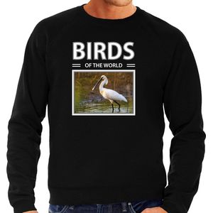 Dieren foto sweater lepelaar - zwart - heren - birds of the world - cadeau trui vogels liefhebber