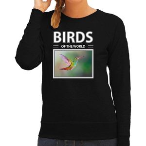Dieren foto sweater Kolibrie - zwart - dames - birds of the world - cadeau trui vogel liefhebber